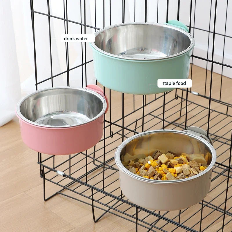 Detachable Stainless Steel Hanging Pet Bowl