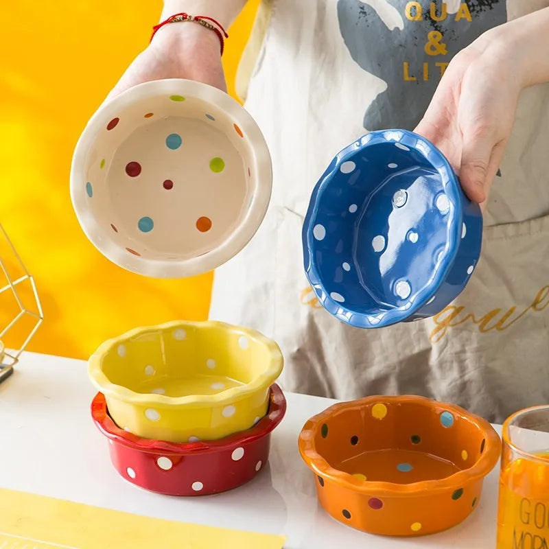 Polka Dot Ceramic Pet Bowl