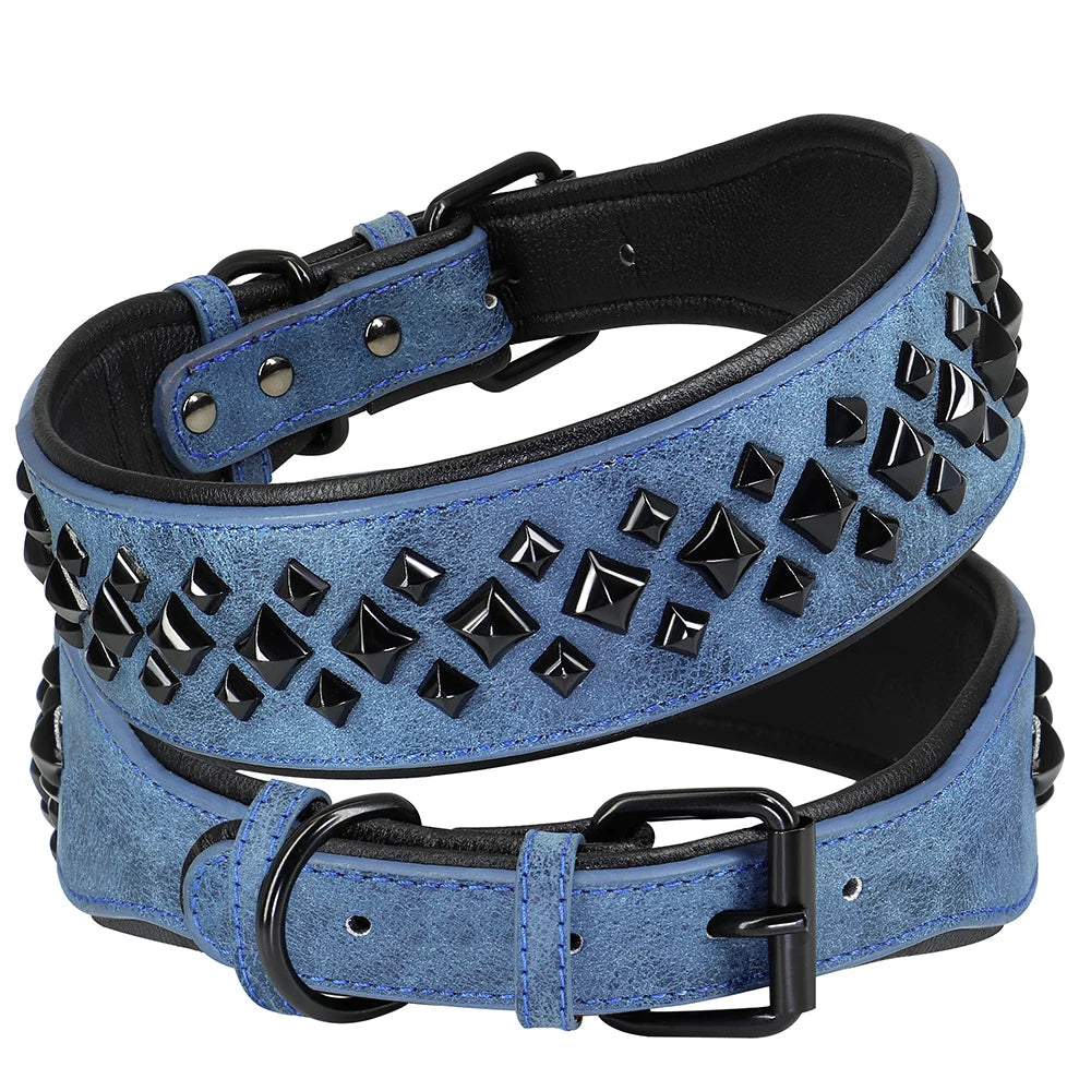 Studded Leather Dog Collar – Strong, Adjustable Collar for Large Breeds