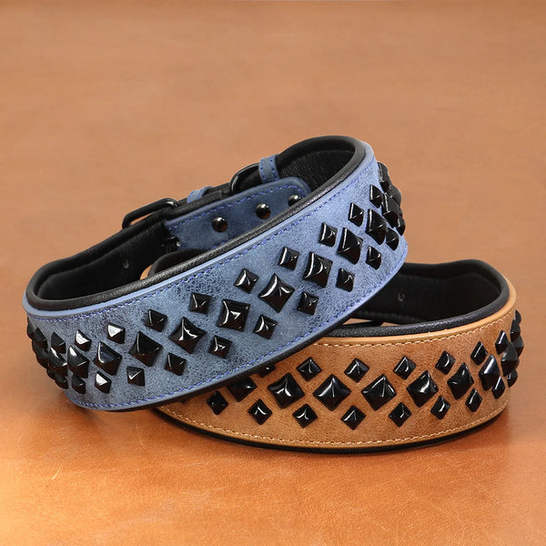 Studded Leather Dog Collar – Strong, Adjustable Collar for Large Breeds