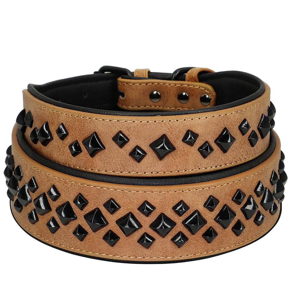 Studded Leather Dog Collar – Strong, Adjustable Collar for Large Breeds