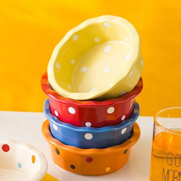 Polka Dot Ceramic Pet Bowl